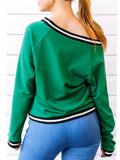 Green For Go V-neck Loose Sweatshirt