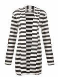 Open Front Stripe Cardigan with Elbow Patch - FIREVOGUE