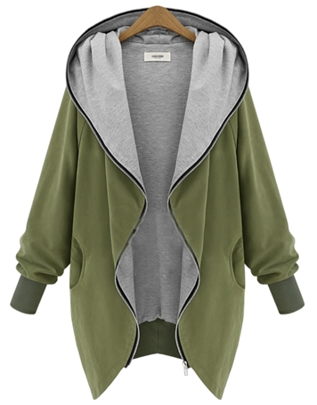 Zip Through Oversize Hooded Coat - FIREVOGUE