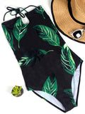 Green Leaf Lace-up Swimsuit
