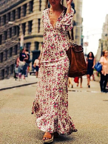Lowdown Plunging Floral Maxi Dress