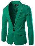 Men's Pure Color One Button Flap Pockets Suits