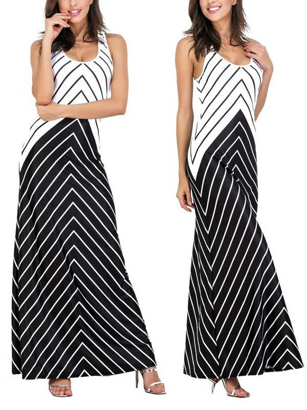 Women Sleeveless Stripe Maxi Dress – FIREVOGUE