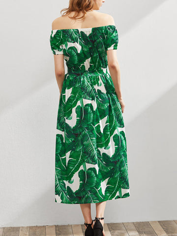 Leaf An Impression Off-the-Shoulder Dress