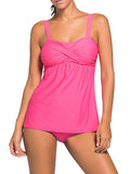 Solid Color Tank Top Swimsuit Set