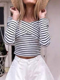 On the Line Striped Off-the-Shoulder Top