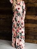 Long Sleeve Retro Floral Dress - WealFeel