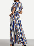 Women Stripe Front Slit Maxi Dress