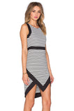 Stripe of Girl Asymmetric Dress - FIREVOGUE