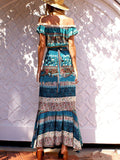 Bohemian Off Shoulder Irregular Maxi Dress Two Piece Set - WealFeel