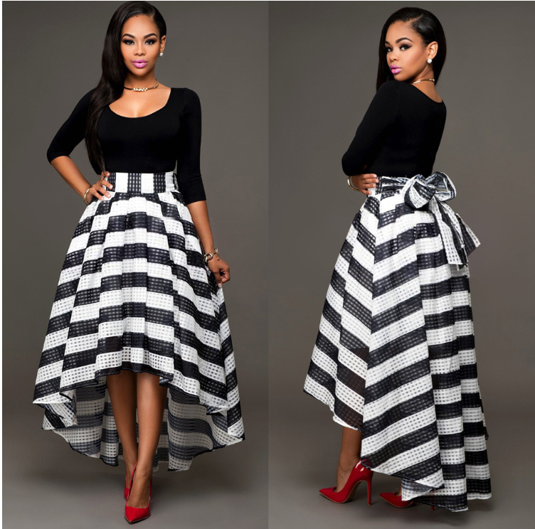 Two-piece Set Top+Striped Skirt - FIREVOGUE