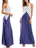 Women Sleeveless Stripe Maxi Dress