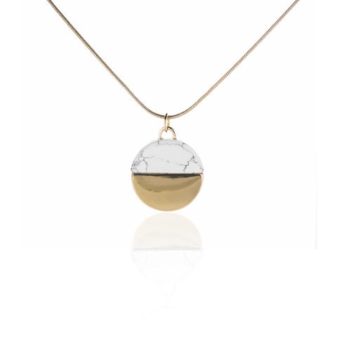 PLATED NECKLACE WITH WHITE MARBLE