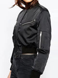 Women Slim Zipper Decorated Short Jacket