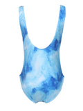 Blue One-piece Letter printing swimsuit