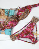 Off-the-shoulder Floral Print Bikini Sets - FIREVOGUE