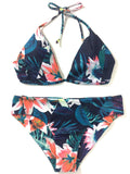 Refresh Leaves Halter Bikini Sets - FIREVOGUE